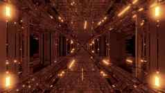 现实的未来主义的科幻隧道走廊glas窗户发光的飞行粒子插图壁纸背景