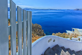 伟大的视图圣托里尼岛海希腊