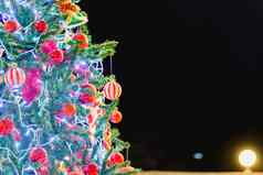 快乐一年圣诞节一天装饰冷杉树