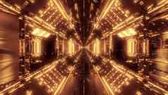 高反光发光的科幻隧道走廊未来主义的灯反射插图背景壁纸