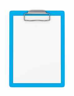 蓝色的剪贴板空白纸孤立的