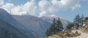 风景优美的喜玛拉雅山谷景观背景矩形全景昆布谷珠穆朗玛峰地区东北一边尼泊尔山珠穆朗玛峰Sagarmatha区索鲁昆布区尼泊尔