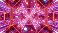 endlless科幻小说空间星系玻璃隧道走廊飞行发光的球粒子插图壁纸背景