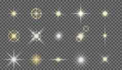 闪光相机光效果现实的闪烁星星发光发光元素集