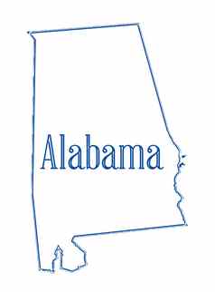 阿拉巴马州状态大纲地图