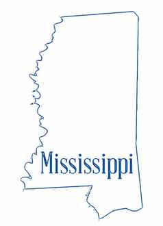 密西西比州状态大纲地图