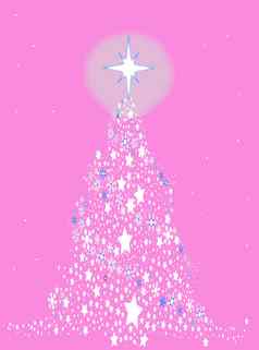 明星闪烁的粉红色的雪花圣诞节树