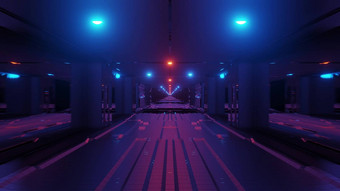 未来主义的科幻空间隧道走廊发光的灯玻璃窗户博托姆插图背景壁纸图形艺术作品
