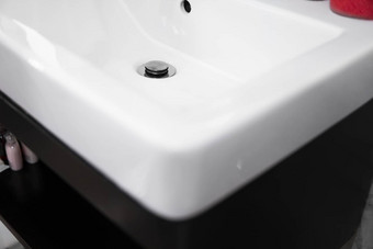 现代白色洗盆地<strong>水</strong>槽计数器浴室室内当代奢侈品时尚的设计浴室混凝土风格墙