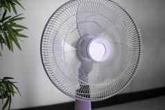 现代紫罗兰色的电风扇生活房间储蓄国人民热温度夏天天