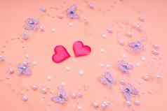 情人节一天空白设计师情人节一天概念问候卡复制香料粉红色的心粉红色的背景