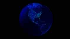 晚上一半地球空间显示北南美国