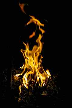 火火焰黑暗图像篝火晚上孤立的黑色的背景