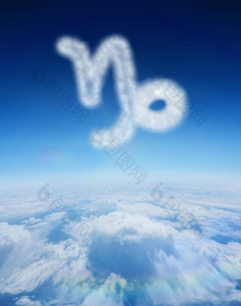 复合图像云形状摩羯座明星标志