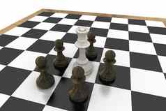 白色女王包围黑色的棋子