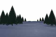 白色雪景观树