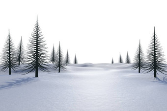 白色雪景观死树