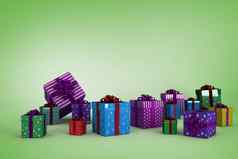 复合图像色彩鲜艳的圣诞节礼物盒子
