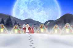 复合图像圣诞老人走雪
