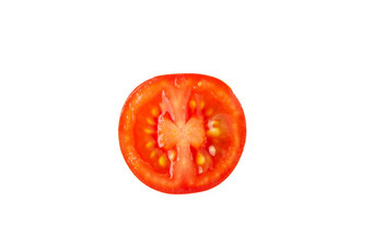 新鲜的红色的樱桃番茄叶子切口一半胎儿孤立的白色背景宏平躺水平特写镜头健康的吃农民的产品生食物酮饮食概念