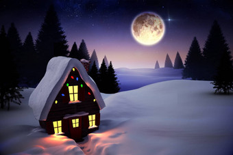 圣诞节房子完整的月亮