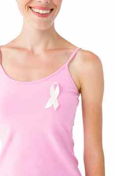 女人穿粉红色的丝带乳房癌症意识