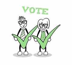 可爱的漫画显示绿色投票蜱虫