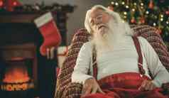 圣诞老人老人打盹扶手椅