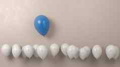 蓝色的气球站人群白色飞高概念