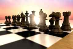 复合图像黑色的国际象棋块董事会