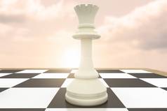 复合图像白色女王国际象棋董事会