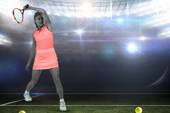 复合图像女运动员玩<strong>网球</strong>