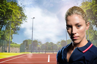 复合图像肖像女网球球员
