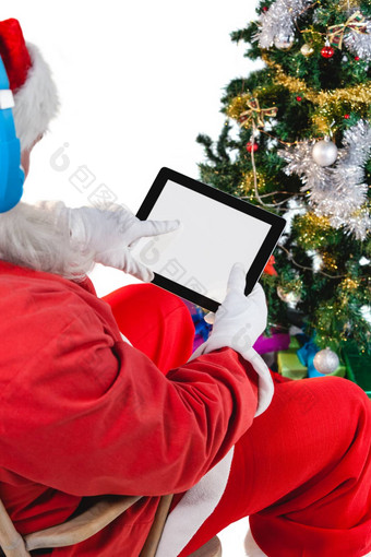 圣诞老人老人数字平板电脑圣诞节树