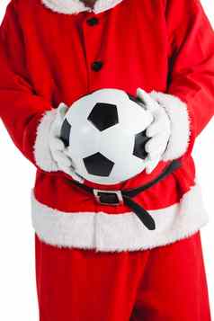 圣诞老人老人持有足球