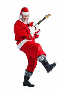 微笑圣诞老人老人玩吉他