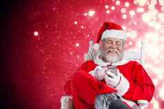 复合图像快乐圣诞老人老人消息传递移动电话