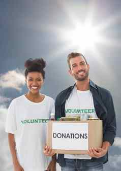 数字复合志愿者携带捐赠盒子
