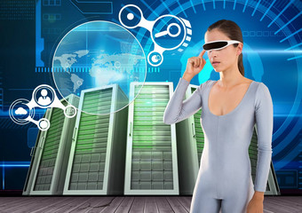 女人虚拟现实眼镜服务器系统背景