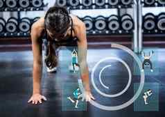 适合女人执行推锻炼健身房健身互动地背景