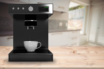 复合图像黑色的咖啡制造商机