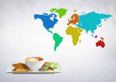 复合图像世界平衡餐世界地图背景