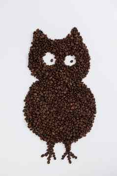 咖啡豆子形成猫头鹰