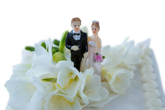 婚礼蛋糕夫妇雕像花