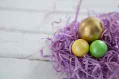 金复活节蛋画鸡蛋巢