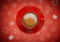 咖啡杯红色的背景图形图纸