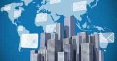 城市世界地图电子邮件