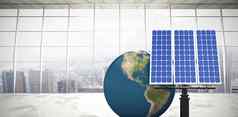 复合图像图像全球太阳能面板