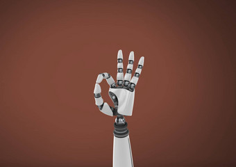 安卓机器人手手势棕色（的）背景