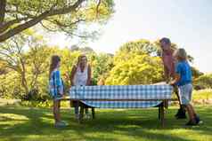 家庭传播桌布野餐表格